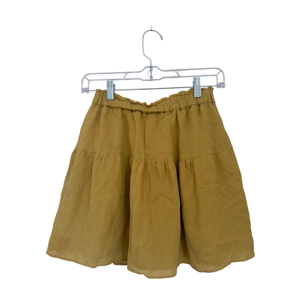 Uniqlo Girls Tiered Mini Skirt Mustard Yellow Size 160 Elastic Waist